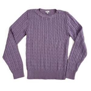 Aqua cotton Cable Knit Sweater Lavender Crew Neck Women M